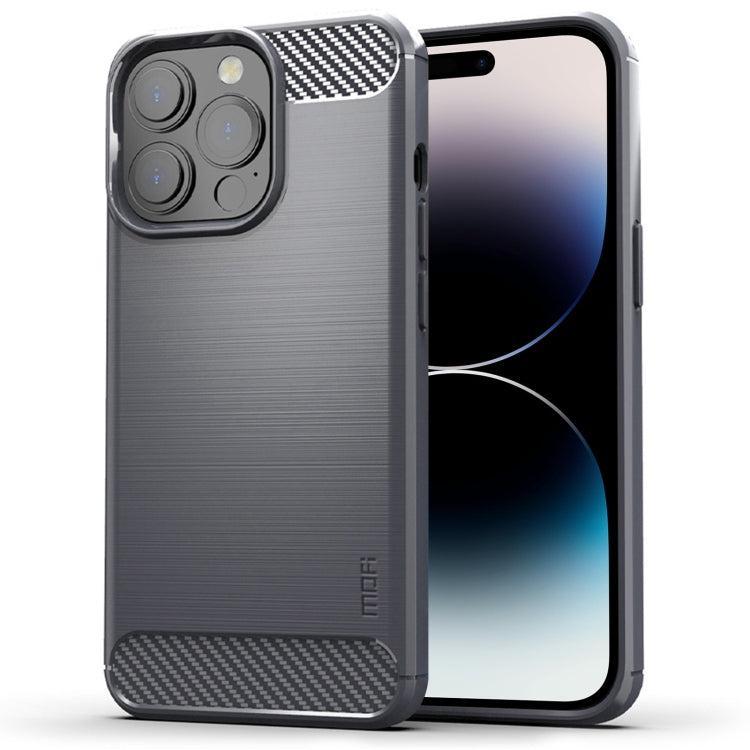 Custodia morbida in TPU in fibra di carbonio con trama spazzolata serie MOFI Gentleness, For iPhone 14, For iPhone 14 Pro, For iPhone 14 Plus, For iPhone 14 Pro Max