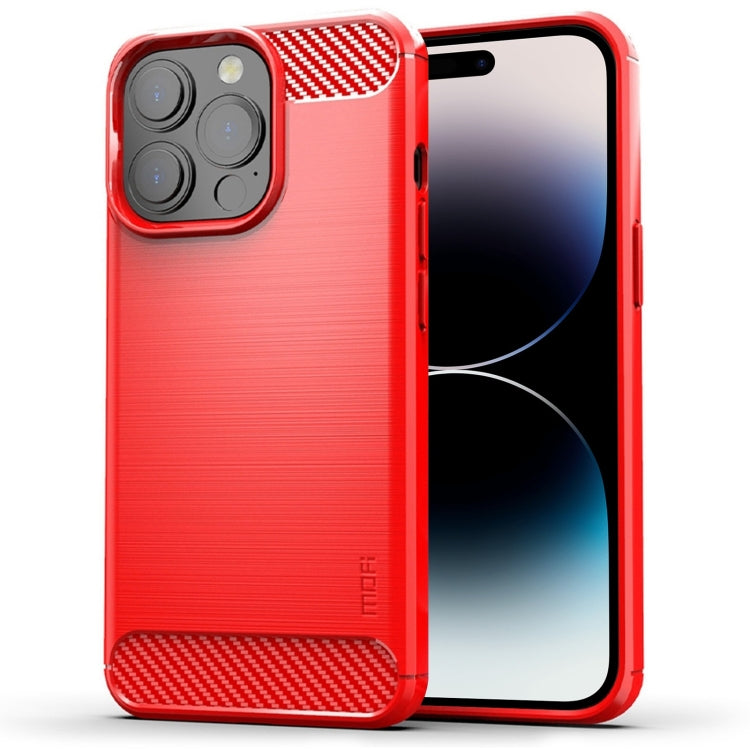 Custodia morbida in TPU in fibra di carbonio con trama spazzolata serie MOFI Gentleness, For iPhone 14, For iPhone 14 Pro, For iPhone 14 Plus, For iPhone 14 Pro Max