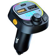C28 Kit vivavoce per auto con luce d'atmosfera a ricarica rapida Trasmettitore FM stereo per lettore Mp3 per auto, C28