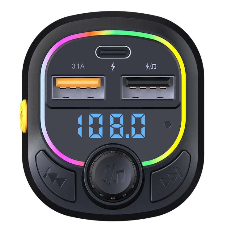 C28 Kit vivavoce per auto con luce d'atmosfera a ricarica rapida Trasmettitore FM stereo per lettore Mp3 per auto, C28