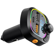 C28 Kit vivavoce per auto con luce d'atmosfera a ricarica rapida Trasmettitore FM stereo per lettore Mp3 per auto, C28