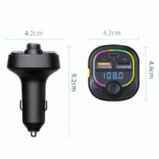 C28 Kit vivavoce per auto con luce d'atmosfera a ricarica rapida Trasmettitore FM stereo per lettore Mp3 per auto, C28