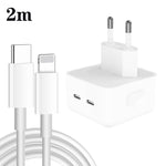Caricabatterie PD da 35 W con doppia porta USB-C/tipo-C con cavo dati da tipo C a 8 pin, spina europea, EU Plug + 1.5m 8 Pin Cable, EU Plug + 2m 8 Pin Cable