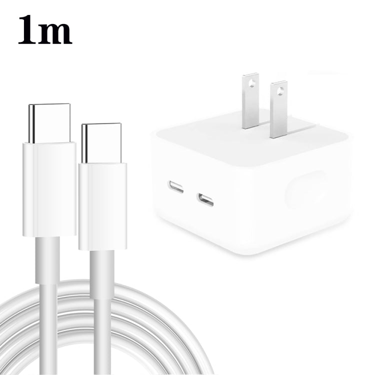 Caricabatterie PD da 35 W con doppia porta USB-C/tipo-C con cavo dati da tipo C a tipo C, spina USA, US Plug + 1m Dual Type-C Cable, US Plug + 2m Dual Type-C Cable