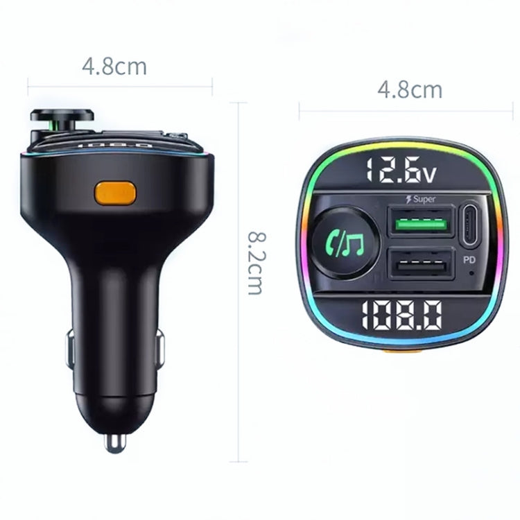 Trasmettitore FM Bluetooth 5.0 per auto C22 Display a tensione luminosa a LED QC 3.0 Caricatore PD, C22