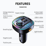 Trasmettitore FM Bluetooth 5.0 per auto C22 Display a tensione luminosa a LED QC 3.0 Caricatore PD, C22