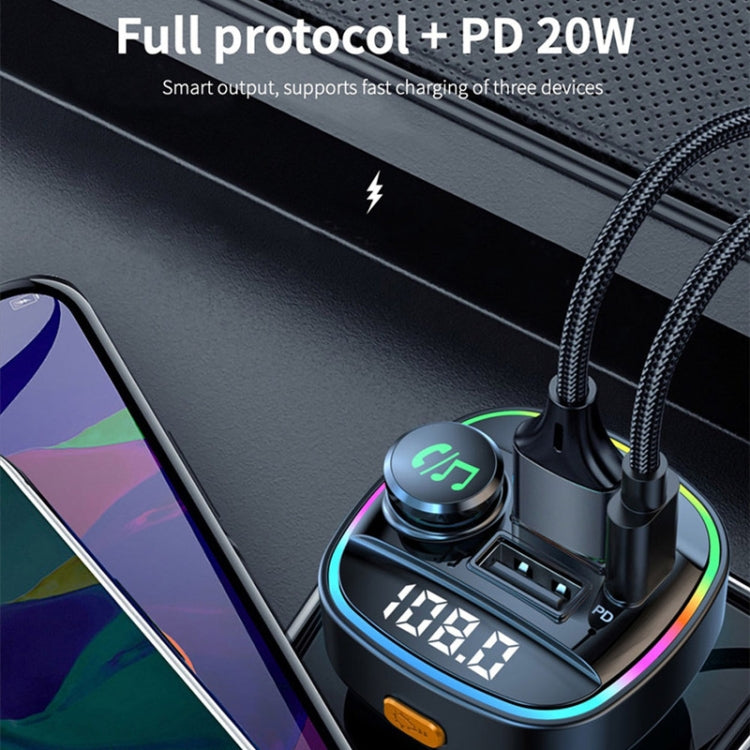 Trasmettitore FM Bluetooth 5.0 per auto C22 Display a tensione luminosa a LED QC 3.0 Caricatore PD, C22
