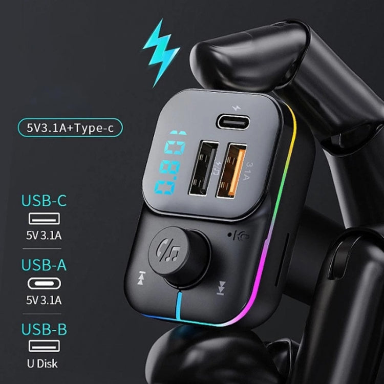 C24 Lettore MP3 Bluetooth per auto Ricarica rapida Trasmettitore FM Vivavoce wireless, C24