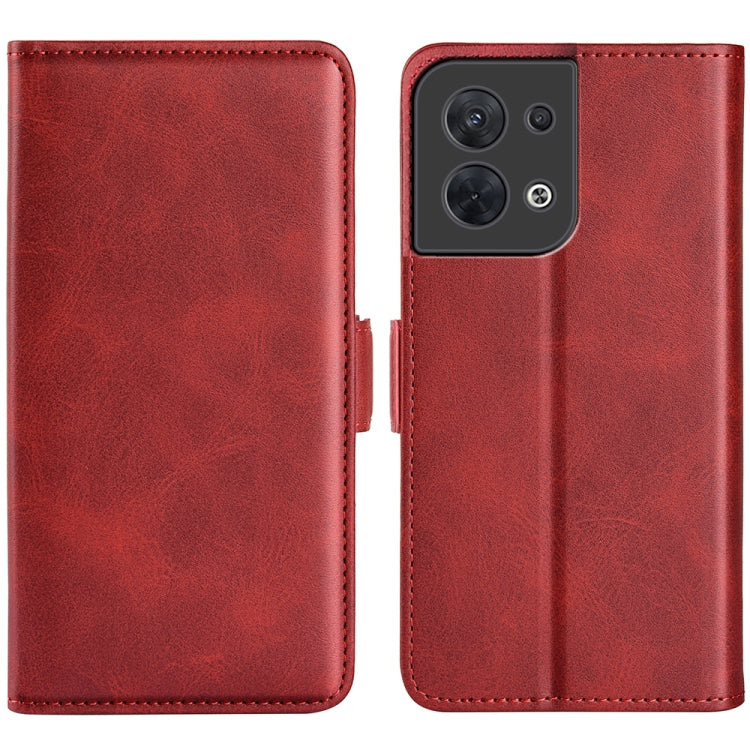 Per OPPO Reno8 Custodia per cellulare in pelle con fibbia magnetica a doppio lato, For OPPO Reno8