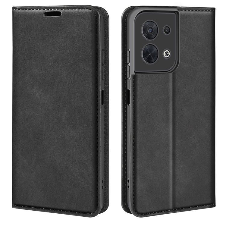 Per OPPO Reno8 Custodia per telefono in pelle con aspirazione magnetica retro-pelle, For OPPO Reno8