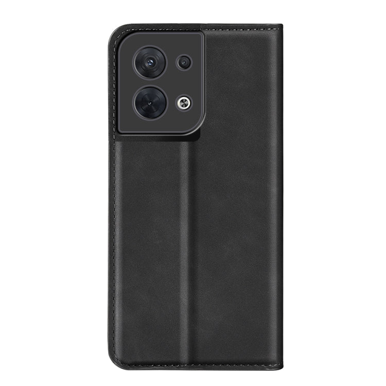 Per OPPO Reno8 Custodia per telefono in pelle con aspirazione magnetica retro-pelle, For OPPO Reno8