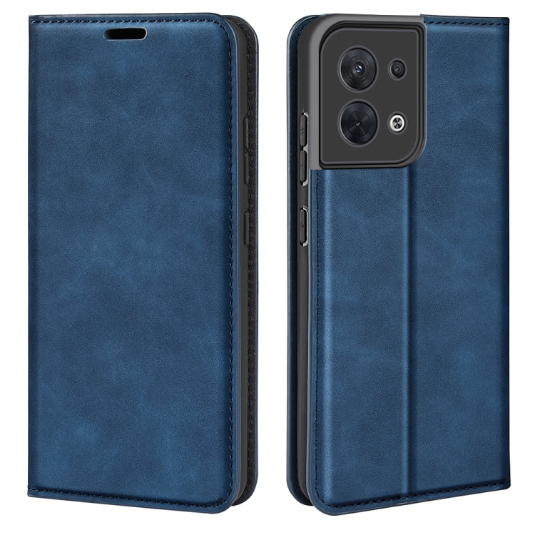 Per OPPO Reno8 Custodia per telefono in pelle con aspirazione magnetica retro-pelle, For OPPO Reno8
