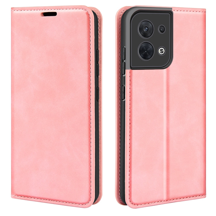Per OPPO Reno8 Custodia per telefono in pelle con aspirazione magnetica retro-pelle, For OPPO Reno8