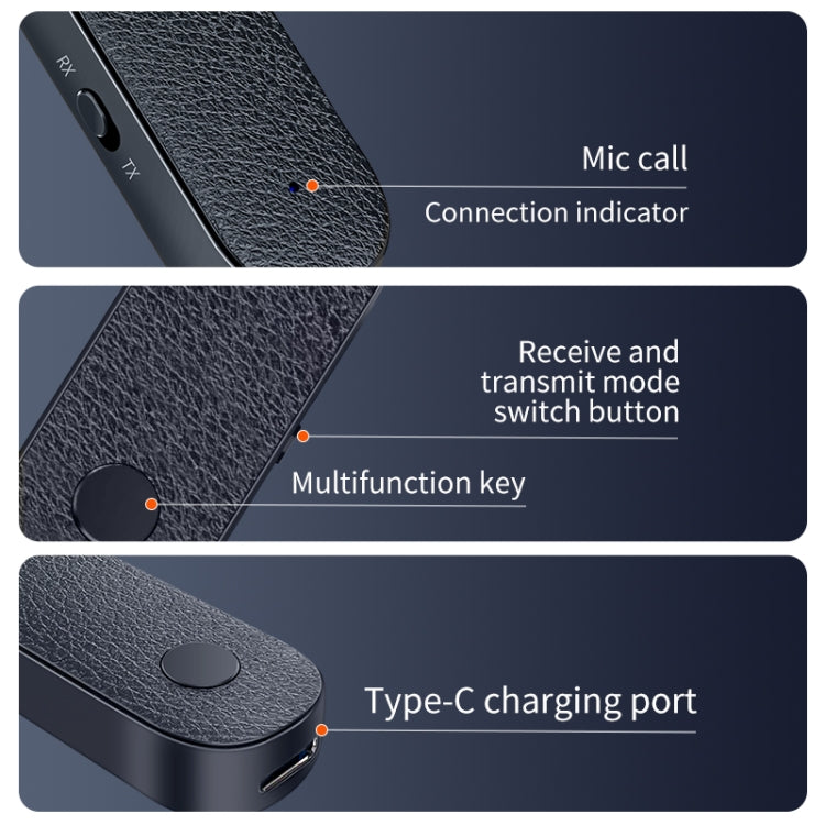 T06 Ricevitore Bluetooth 5.1 per auto 2 in 1 Trasmettitore audio da 3,5 mm