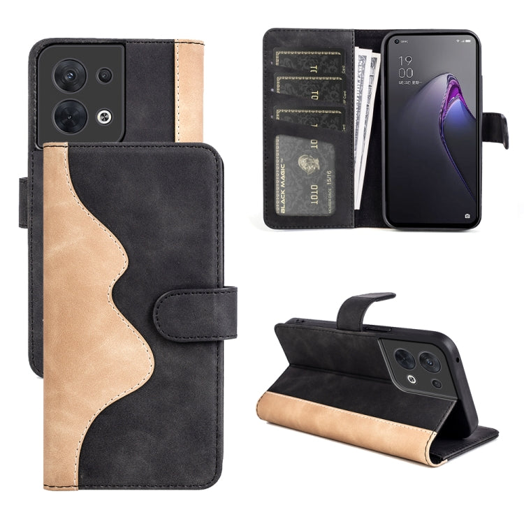 Per OPPO Reno8 Custodia per telefono in pelle flip orizzontale con cuciture, For OPPO Reno8