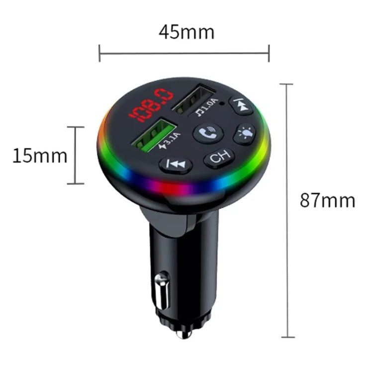 F13 Caricatore per smartphone per auto Chiamate in vivavoce 5.0 Lettore Bluetooth-MP3 Trasmettitore FM wireless per auto, F13