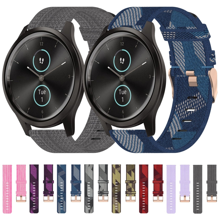 Cinturino per orologio in nylon intrecciato da 20 mm, For Garmin Garminmove Style, For Garmin Vivomove, For Garmin Vivomove HR Sport