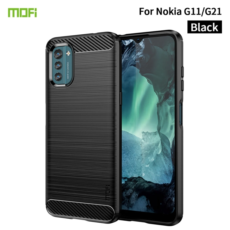 Custodia morbida in TPU in fibra di carbonio con trama spazzolata serie MOFI Gentleness, For Sony Xperia 1 IV, For Sony Xperia 10 IV, For OnePlus Ace / 10R 5G, For Nokia G11 / G21, For OPPO A57 4G / A57 5G / A77 5G