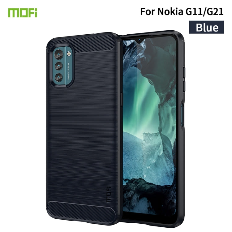 Custodia morbida in TPU in fibra di carbonio con trama spazzolata serie MOFI Gentleness, For Sony Xperia 1 IV, For Sony Xperia 10 IV, For OnePlus Ace / 10R 5G, For Nokia G11 / G21, For OPPO A57 4G / A57 5G / A77 5G