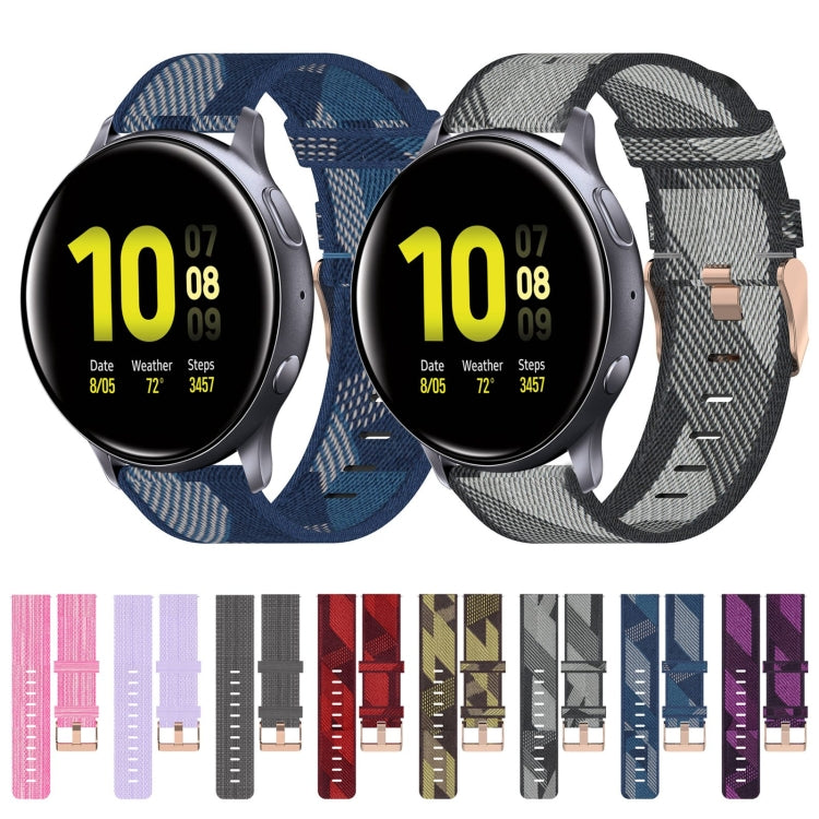 Cinturino per orologio in nylon intrecciato da 20 mm, For Samsung Galaxy Watch Active 2 44mm, For Samsung Galaxy Watch Active 40mm, For Samsung Galaxy Watch 42mm