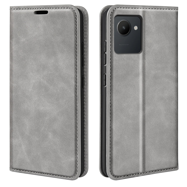 Per OPPO Realme C30 4G Custodia per telefono in pelle con aspirazione magnetica retro-pelle, For OPPO Realme C30 4G