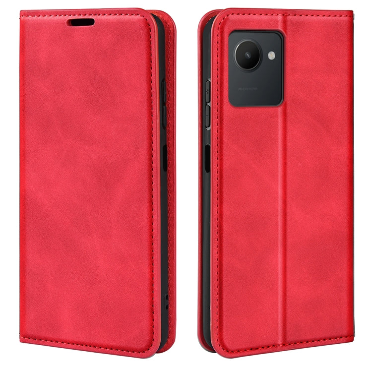 Per OPPO Realme C30 4G Custodia per telefono in pelle con aspirazione magnetica retro-pelle, For OPPO Realme C30 4G