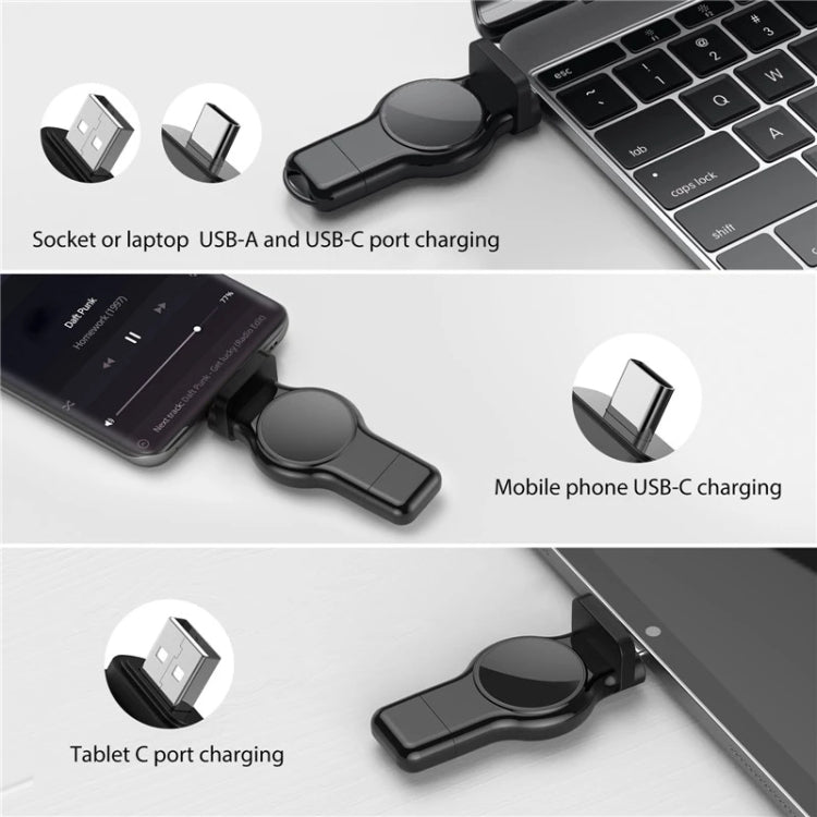 A05 Caricabatterie wireless rapido magnetico 2 in 1 tipo C / da USB-C a USB-A per Apple Watch
