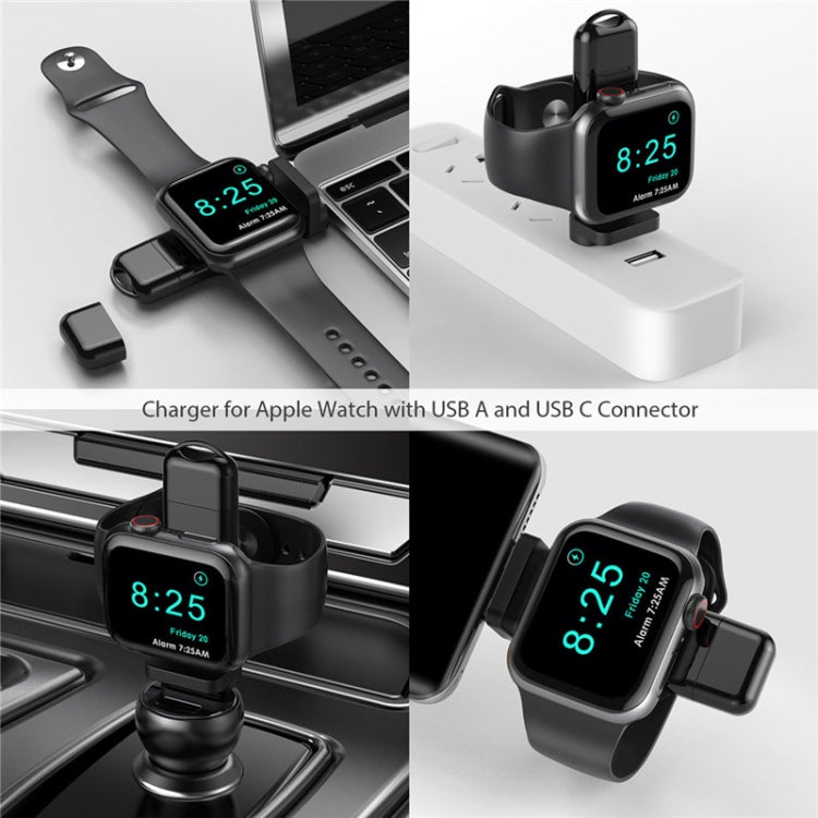 A05 Caricabatterie wireless rapido magnetico 2 in 1 tipo C / da USB-C a USB-A per Apple Watch