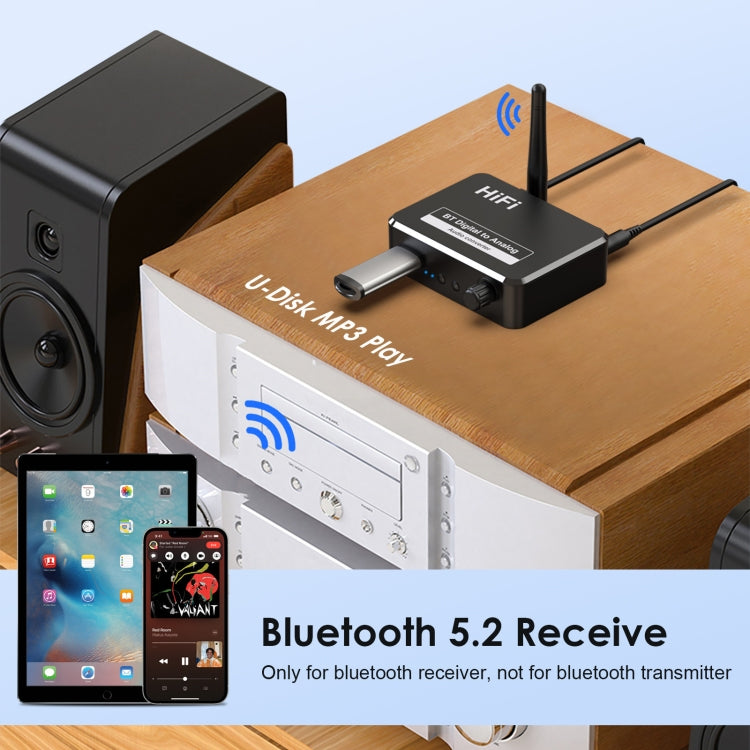 Ricevitore musicale Bluetooth 5.2 B35S Convertitore da digitale ad analogico Supporta fibra coassiale U-disk, B35S