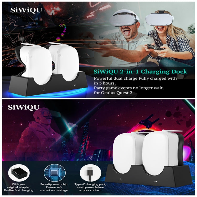 Per Oculus Quest 2 Supporto di ricarica VR Accessori VR Staffa di archiviazione host Doppio supporto di ricarica, VR Charging