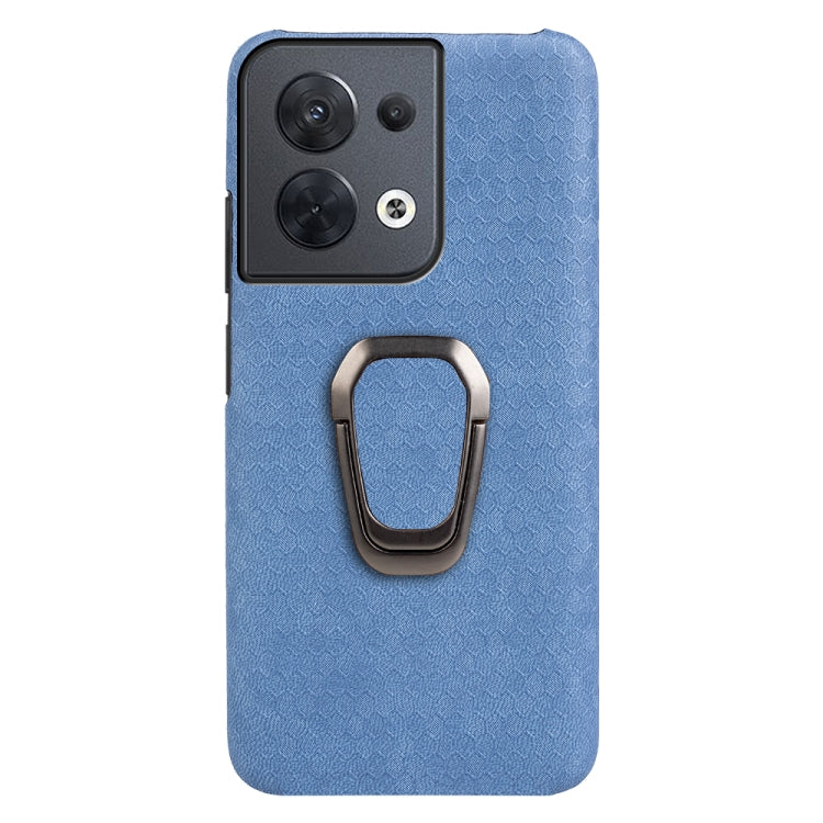 Per OPPO Reno 8 5G Custodia per cellulare in PU a nido d'ape con supporto ad anello, For OPPO Reno8 5G