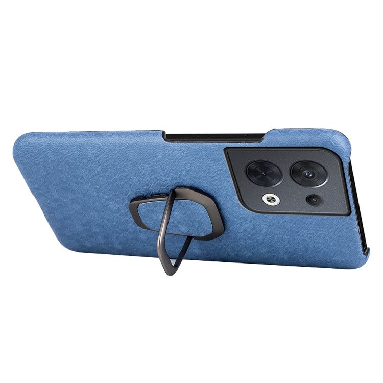 Per OPPO Reno 8 5G Custodia per cellulare in PU a nido d'ape con supporto ad anello, For OPPO Reno8 5G