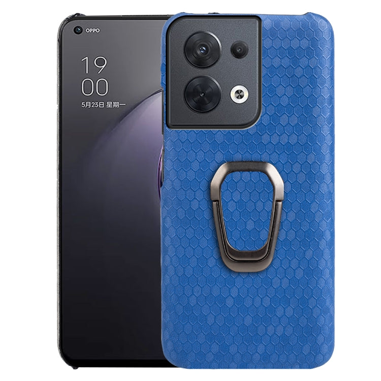 Per OPPO Reno 8 5G Custodia per cellulare in PU a nido d'ape con supporto ad anello, For OPPO Reno8 5G