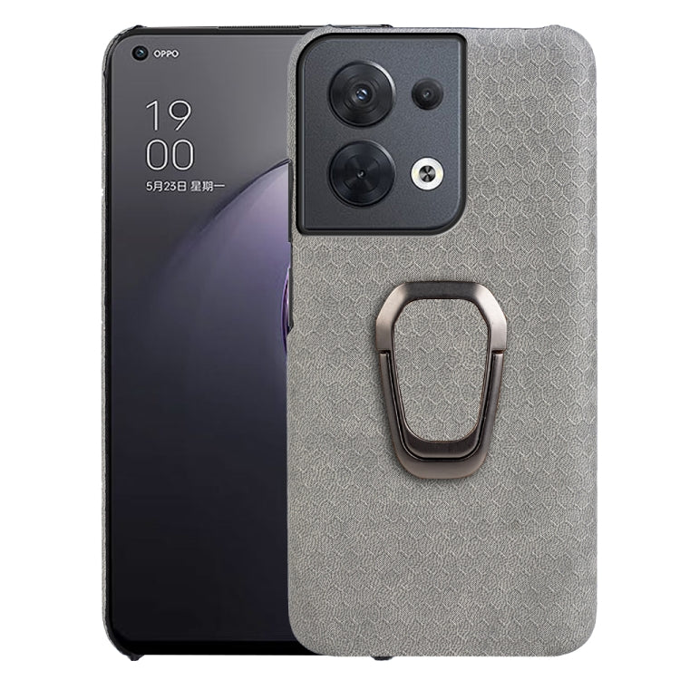 Per OPPO Reno 8 5G Custodia per cellulare in PU a nido d'ape con supporto ad anello, For OPPO Reno8 5G