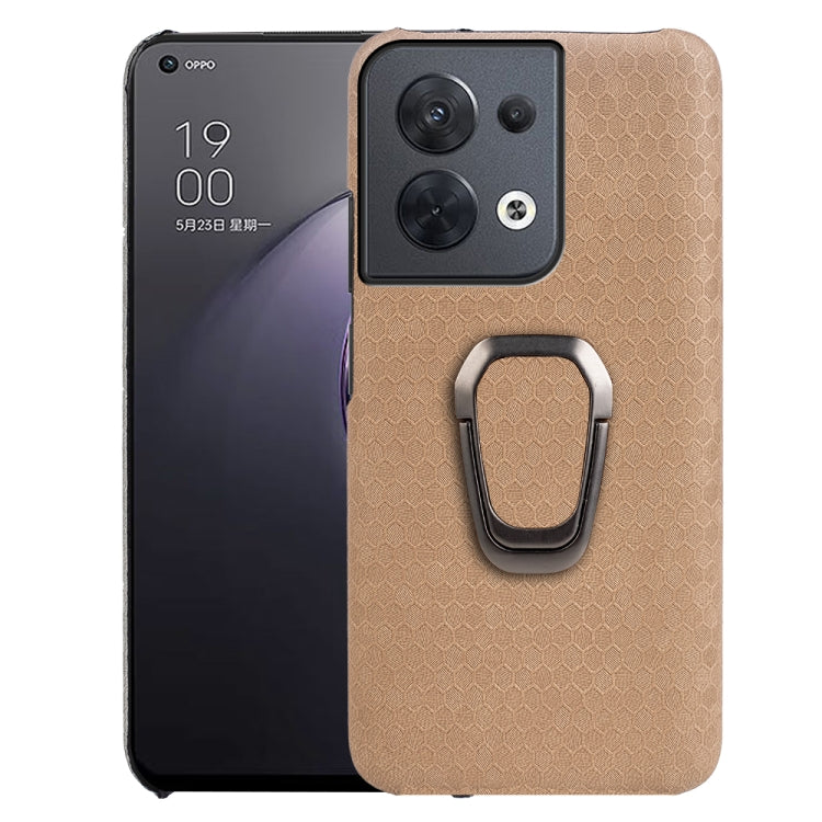 Per OPPO Reno 8 5G Custodia per cellulare in PU a nido d'ape con supporto ad anello, For OPPO Reno8 5G