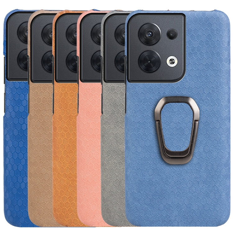 Per OPPO Reno 8 5G Custodia per cellulare in PU a nido d'ape con supporto ad anello, For OPPO Reno8 5G