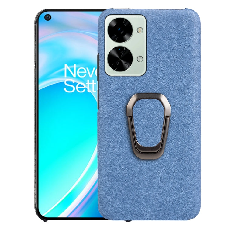 Per custodia per telefono in PU a nido d'ape con supporto per anello OnePlus Nord 2T 5G, Wathet, Navy Blue, Grey, Coffee, Orange, Pink