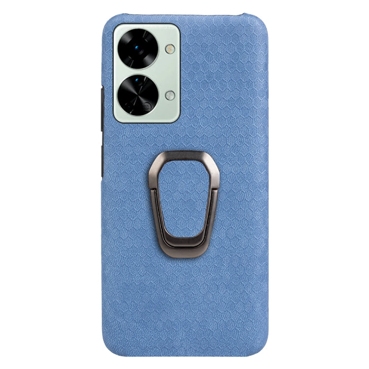 Per custodia per telefono in PU a nido d'ape con supporto per anello OnePlus Nord 2T 5G, Wathet, Navy Blue, Grey, Coffee, Orange, Pink