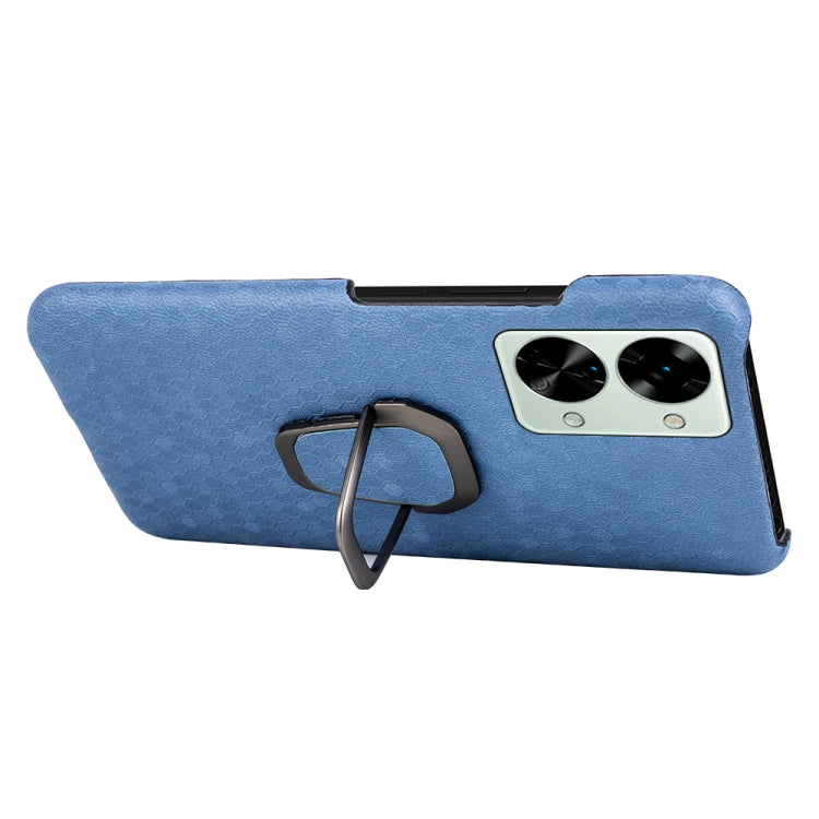 Per custodia per telefono in PU a nido d'ape con supporto per anello OnePlus Nord 2T 5G, Wathet, Navy Blue, Grey, Coffee, Orange, Pink