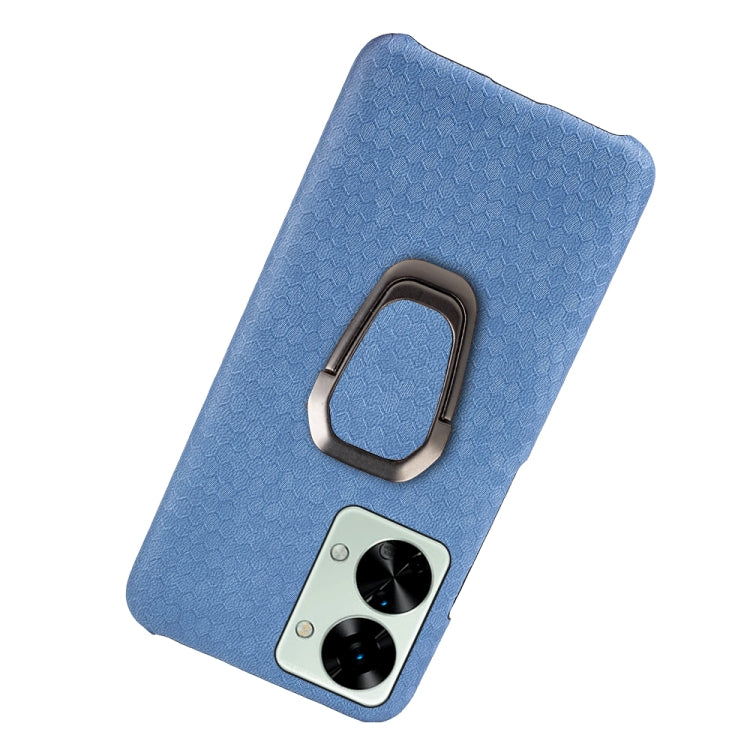 Per custodia per telefono in PU a nido d'ape con supporto per anello OnePlus Nord 2T 5G, Wathet, Navy Blue, Grey, Coffee, Orange, Pink