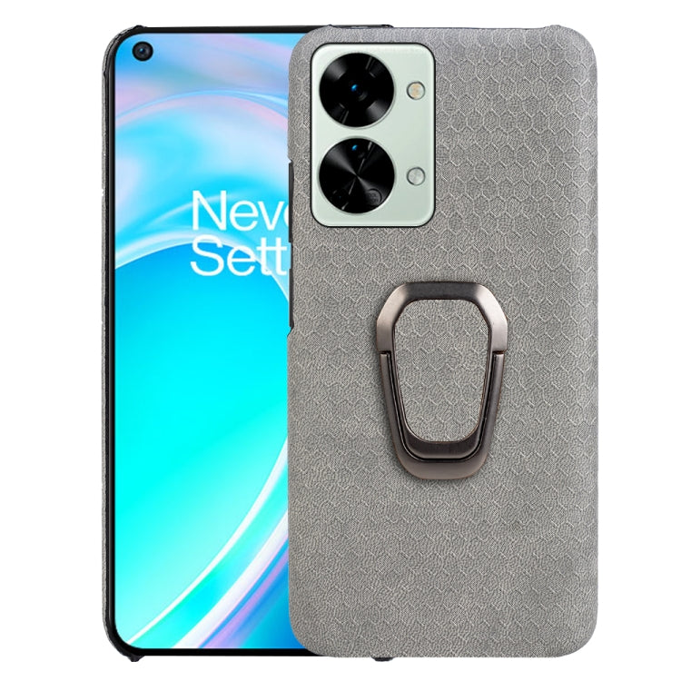 Per custodia per telefono in PU a nido d'ape con supporto per anello OnePlus Nord 2T 5G, Wathet, Navy Blue, Grey, Coffee, Orange, Pink