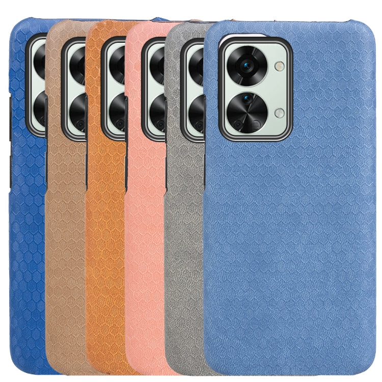 Per custodia per telefono in PU a nido d'ape con supporto per anello OnePlus Nord 2T 5G, Wathet, Navy Blue, Grey, Coffee, Orange, Pink
