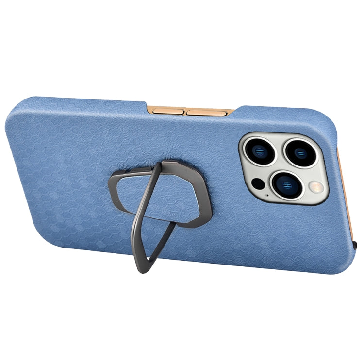 Custodia per telefono in PU a nido d'ape con supporto ad anello per iPhone 14 Pro Max, For iPhone 14 Pro Max