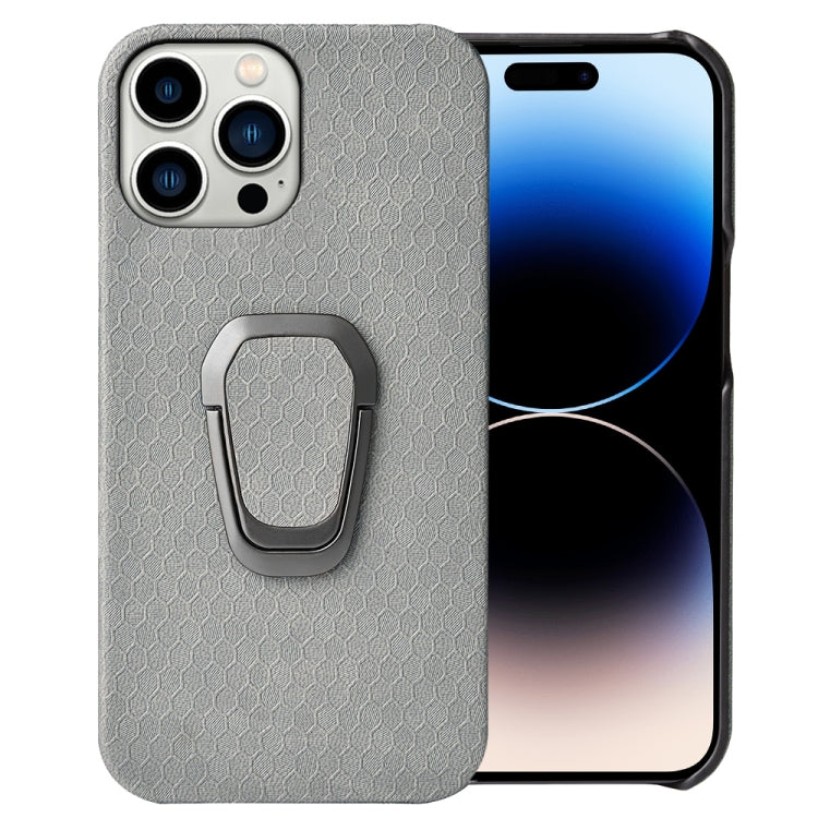 Custodia per telefono in PU a nido d'ape con supporto ad anello per iPhone 14 Pro Max, For iPhone 14 Pro Max