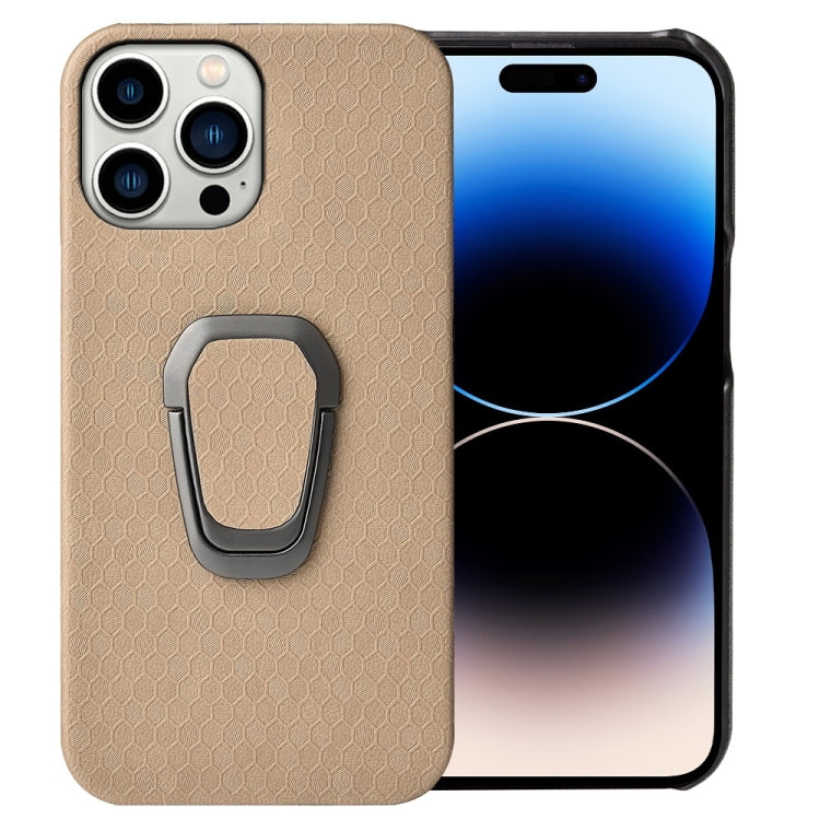 Custodia per telefono in PU a nido d'ape con supporto ad anello per iPhone 14 Pro Max, For iPhone 14 Pro Max