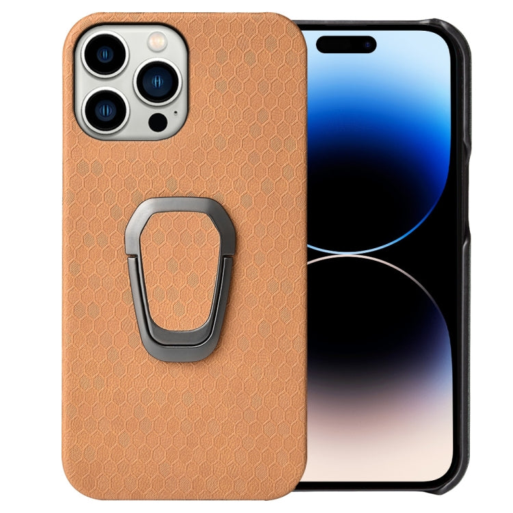 Custodia per telefono in PU a nido d'ape con supporto ad anello per iPhone 14 Pro Max, For iPhone 14 Pro Max