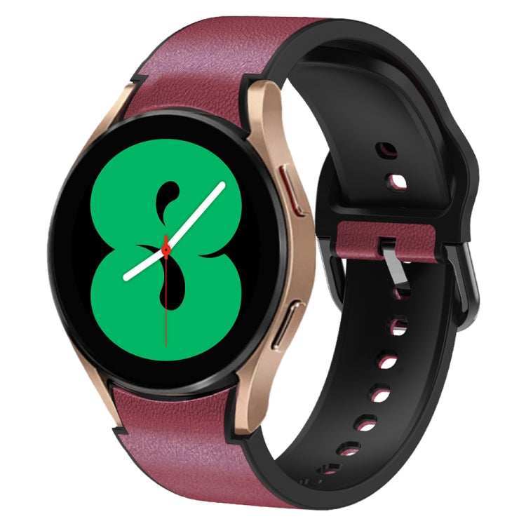 Cinturino in pelle adesiva in silicone da 20 mm, For Samsung Galaxy Watch 4 44mm, For Samsung Galaxy Watch 4 Classic 46mm