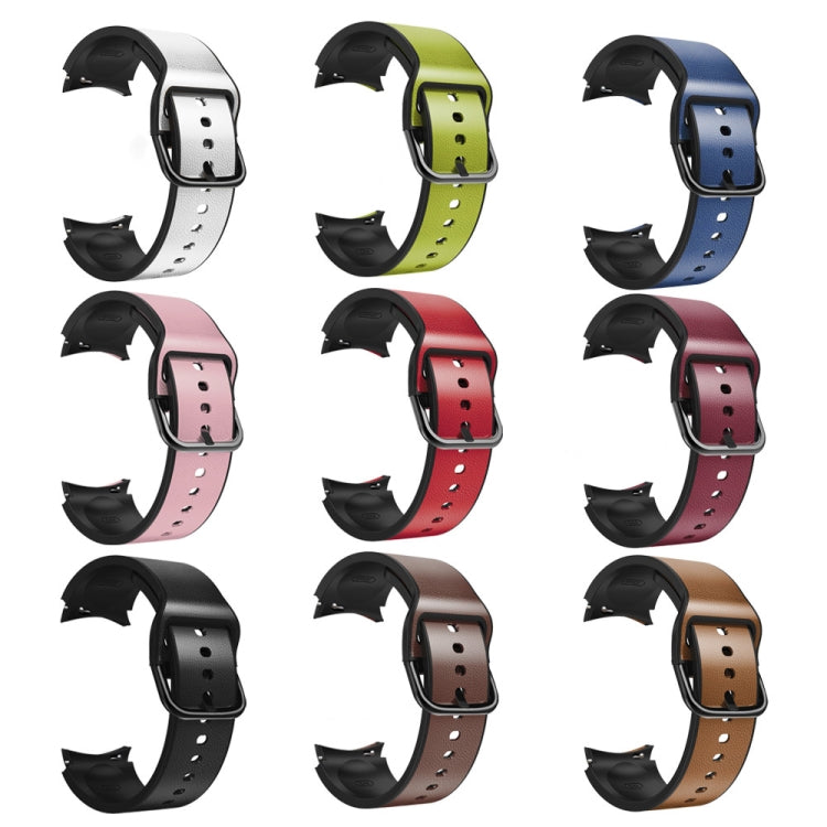 Cinturino in pelle adesiva in silicone da 20 mm, For Samsung Galaxy Watch 4 44mm, For Samsung Galaxy Watch 4 Classic 46mm