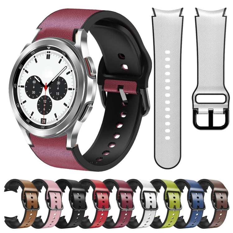 Cinturino in pelle adesiva in silicone da 20 mm, For Samsung Galaxy Watch 4 Classic 42mm, For Samsung Galaxy Watch Active 2