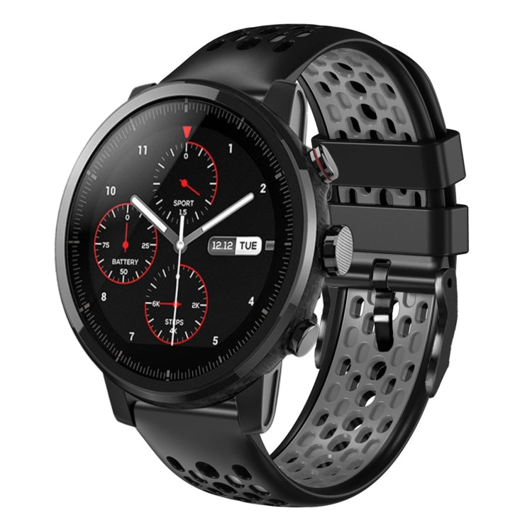 Cinturino in silicone traspirante bicolore da 22 mm, For Amazfit 2 Stratos